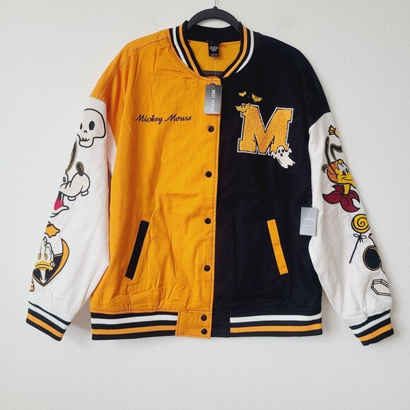 Her Universe Disney Mickey Mouse Halloween Varsity Jacket Size M Orange